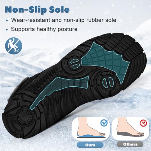Image of Hike Winter Footwear Barefoot Boots Mens Womens, Waterproof Winter Snow Boots, Warm Ankle Booties, Wide Toe Barefoot Hiking Boots, Non-Slip Zero Drop Sole Hike Shoes for Hiking Walking Outdoor
