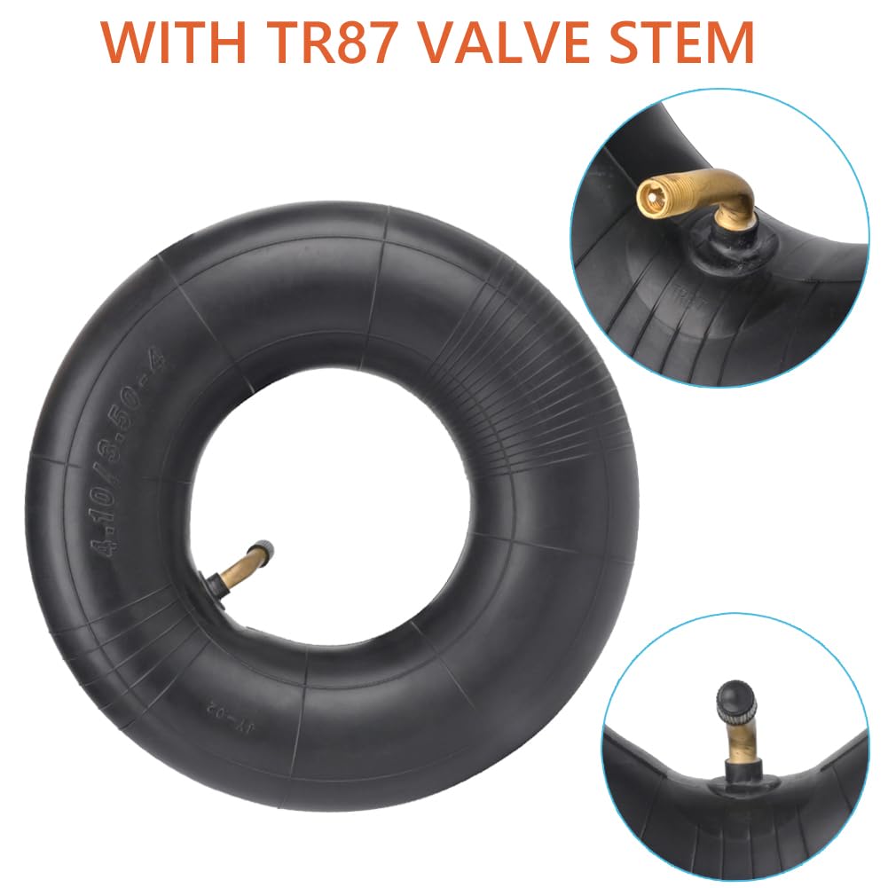 4 Chambres à air 3.50/4.10-4 Remplacement avec Valve Courbe pour Roue Brouette Tondeuses à gazon Pneus Chariots à main