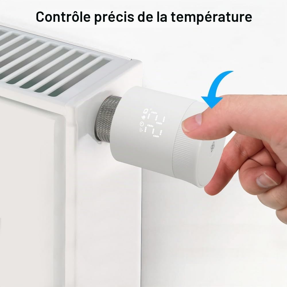 KETOTEK Tête Thermostatique Connectée Zigbee WiFi, Vanne Thermostatique Radiateur avec Hub, Thermostat Intelligente avec Alexa/Google Assistant, Contrôle Vocal, Détection de Fenêtre