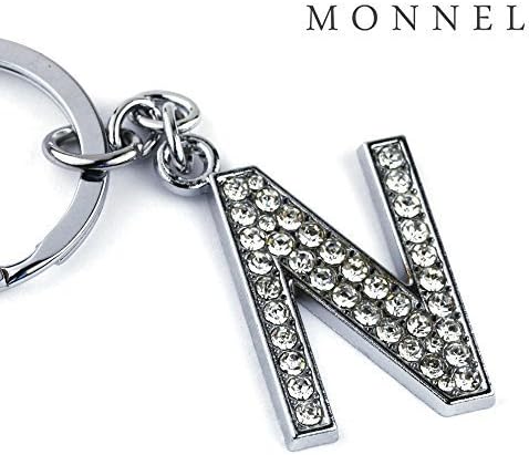 Z297 Bling Crystal Alphabet Initial DIY Letter N Keychain Key Ring for Pet Dog Cat Collar