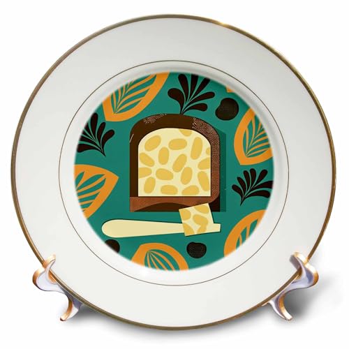3dRose 8 inch Porcelain Plate - Bread and butter takes center stage in mid-century modern charm Craftsman Studios - Mid-Century Modern