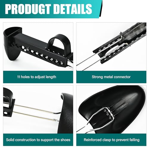 EchoDone 5 Pairs Practical Adjustable Length Men Shoe Tree Shoe Stretcher Boot Holder Shaper Support (Black Color)3