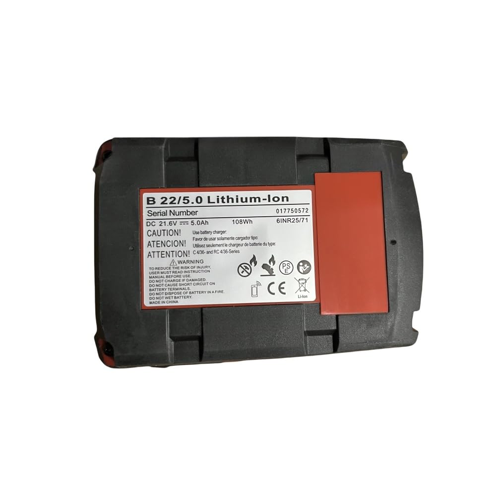 Batería de Iones de Litio de Alta energía B22 de 5,0 Ah Compatible con Herramientas eléctricas Hilti de 18 V/21,6 V/22 V, batería Recargable de Gran Capacidad y Larga duración.