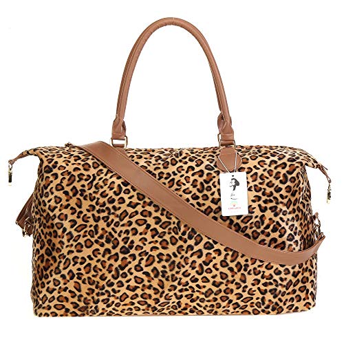 Leopard Weekender Bag Travel Duffle Bag For Women Large Cheetah Tote Shoulder Bag With Shoulder Strap…