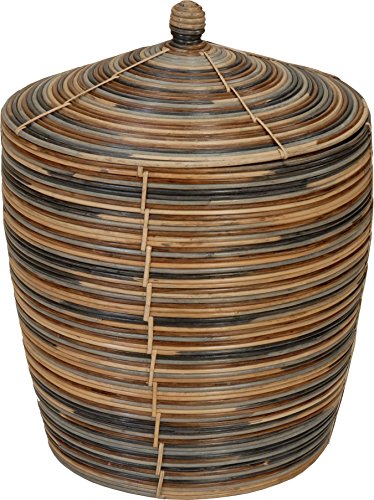 Mehrfarbiger Flechtkorb, Aufbewahrungskorb aus Rattan mit Deckel Groß...