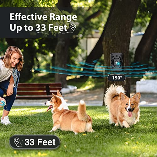 Queenmew Anti Bell Gerät Hunde, 3 Modi Antibell Ultraschall Gerät, 33 Fuß Stopp Hundebell Gerät, IPX4 wasserdichtes Antibell für Hunde für das Training Großer Kleiner Hunde im Freien und Innenbereich