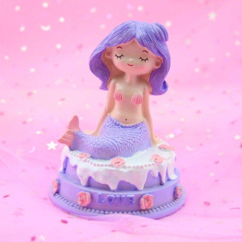 Sirène gâteau statue en résine violette mignon artisanat pour collection de couple