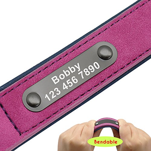 Didog Custom Leather Dog Collars With Personalized Engraving Nameplate,Personalized Padded Dog Collars Engraved For Small Medium Large Dogs,Purple,Xl Size #TOP5
