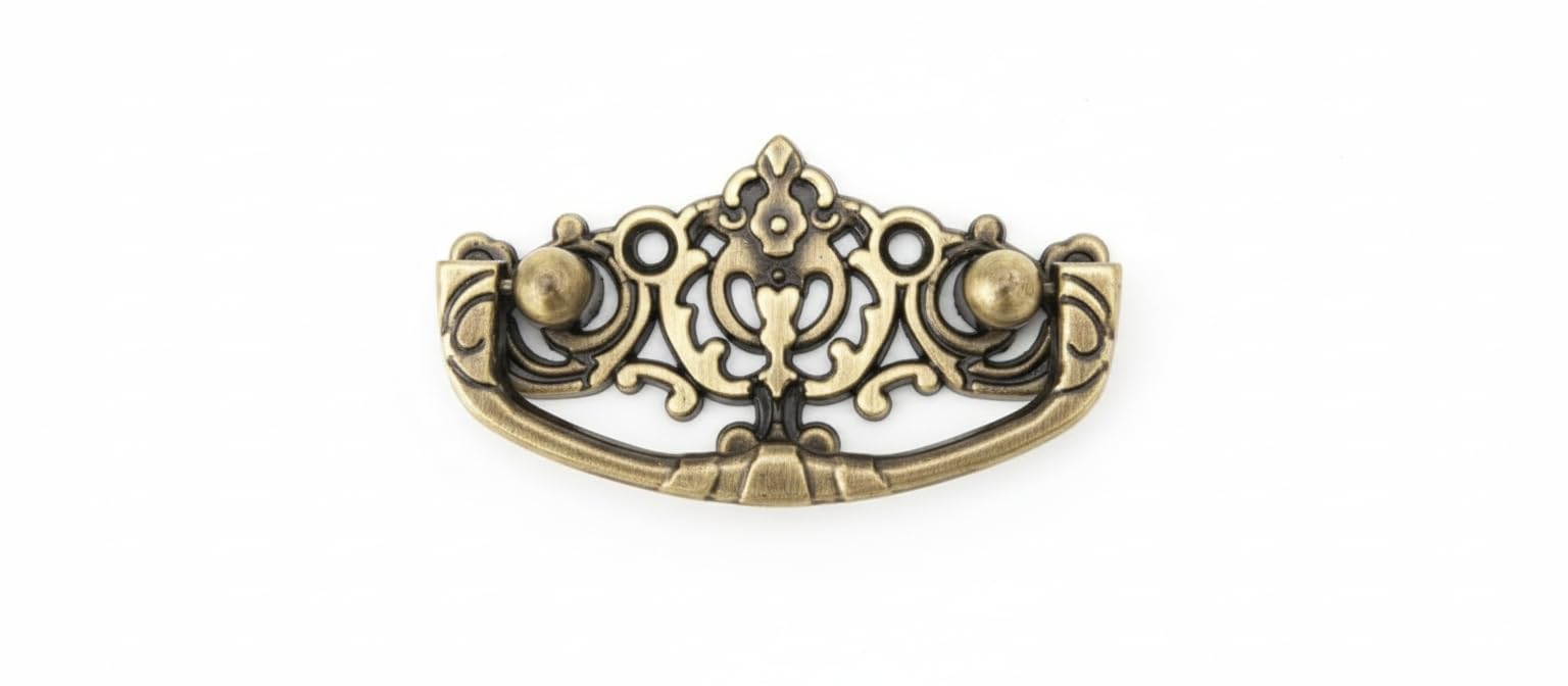 Cozy Space Antique Carving Drop Pulls Vintage Old Flower Design Antique Drawer Handle, Dresser Wardrobe Pull, Antique Finish (Pack of 1)-picture-12