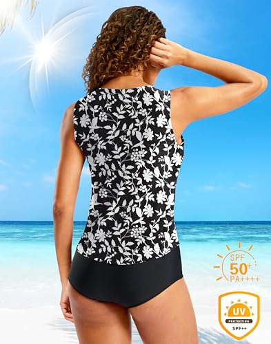 Image of G Gradual Tankini Tops for Women High Neck Swimsuits Swim Top Modest Bathing Suit Swimwear Tank Top only No Bottom