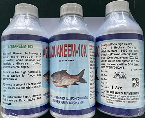 Image of AQUANEEM 10x Stablised Iodine Fish Disease Control in Tanks Ponds Aqua Sanitizer BioFloc (1000)