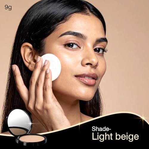 Image of Auric BlendEasy Matte Finish Compact Powder (9g) for Optimum Coverage with Hyaluronic Acid | Sweatproof, Hydrating, Oil Control | Paraben Free | Light Beige