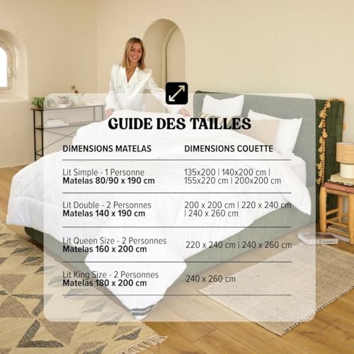Image of Dreamway - Microfibre Duvet 200 x 200 cm - Temperate Quilt with Polyester Filling for Mid-Season - 300 g /m - Oeko-Tex Certified - Double Duvet