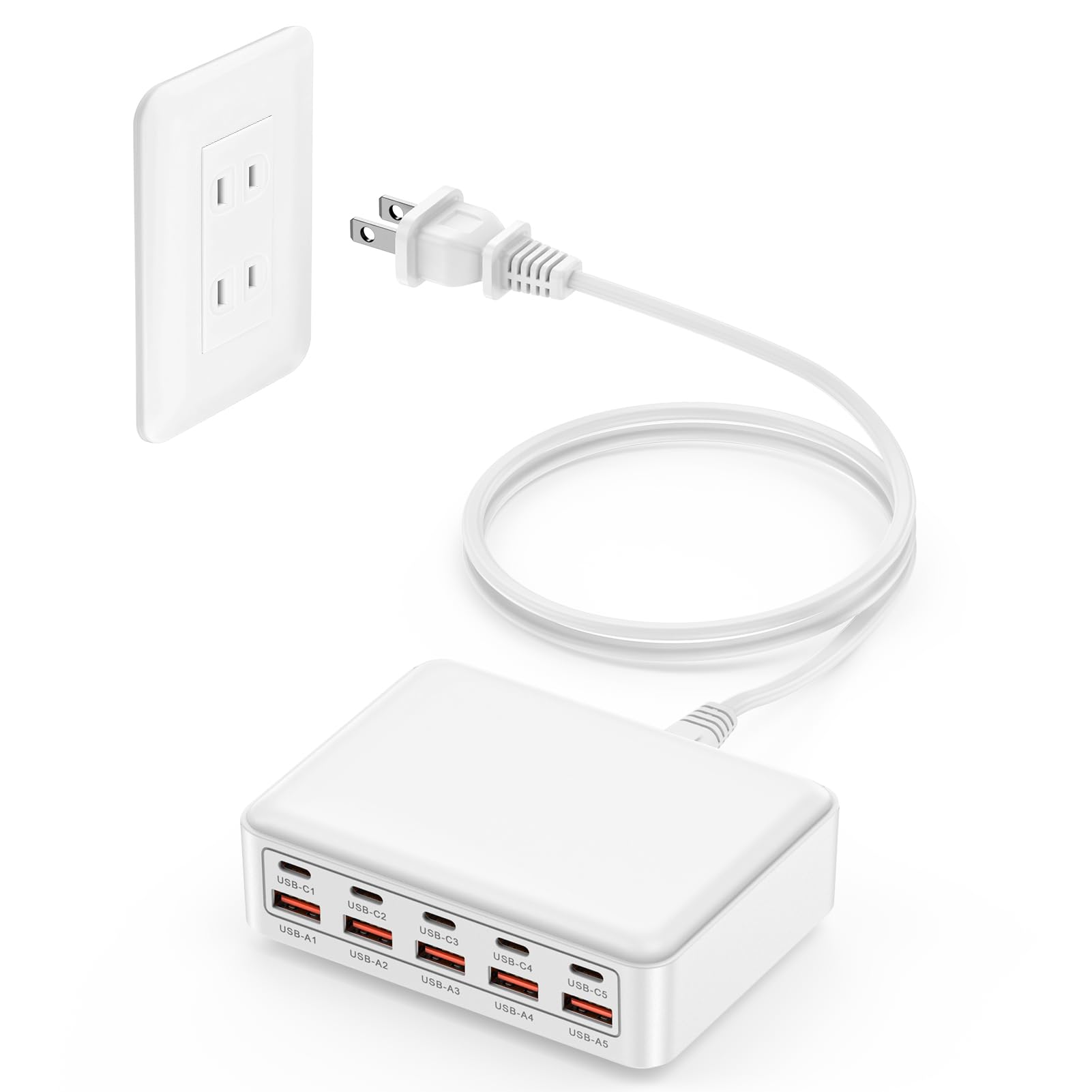 Viviber 10ポート USB充電器 70W タワー型 白 電源タップ 卓上 PSE認証