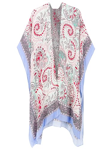 Image of Breezy Lane Women's Kimono Cardigan Summer Swimsuit Coverups Beach Cover Up with Floral Print for Vacation