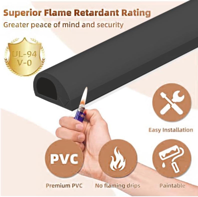 RPXRPXSide Open One Cord Cable Raceway Wire Cover for Cords, Our Cable Track is Best Suited for one Wire (Diameter <0.27"),Wire Raceway Management Cable Concealer Channel (Black, 196in)