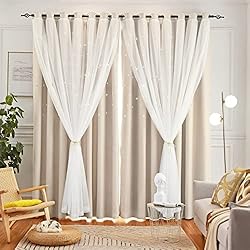 Loyala Cortinas opacas para dormitorio, cortinas para niños, cortinas color crema, cortinas opacas marfil, cortinas para sala de estar, cortinas beige, cortinas de 63 pulgadas de largo, 2 paneles, 52