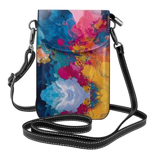 Mini sac à bandoulière en cuir pour téléphone portable à motif graffiti abstrait