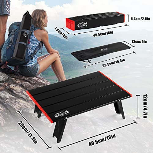 Foldable Beach Table Ultralight Aluminum, Mini Folding Camping Table For Picnic Outdoor Hiking Backpack, Black Red #TOP2