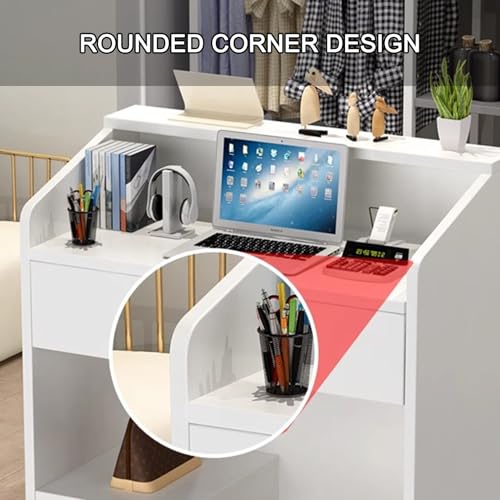 Comptoir de réception rose 60cm avec tiroir verrouillable pour bureau - 6