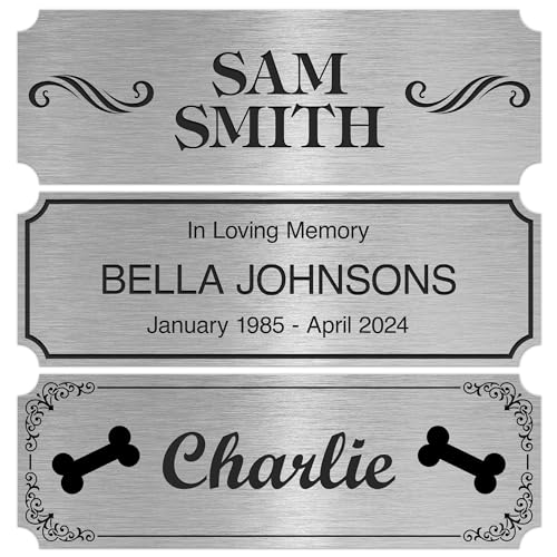 Image of Custom Engraved Name Plate, Personalized Brushed Aluminum /Black Name Plaque, 2x6 Inches, Durable Engravable Impact Material, Made in The USA by My Sign Center