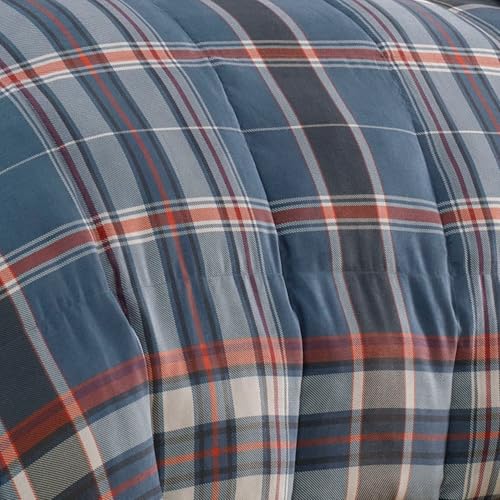 Image of Eddie Bauer - King Comforter Set, Reversible Down Alt Bedding with Matching Shams, Home Decor for Colder Months (Shasta Lake Navy, King)
