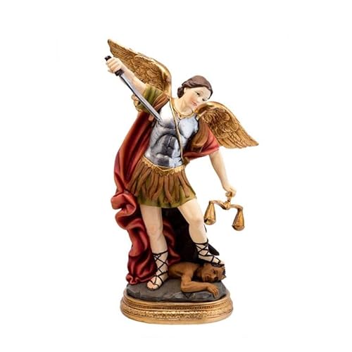 Figura Arcangelo San Michele con Bilancia Altezza Multicolore 30 cm alto