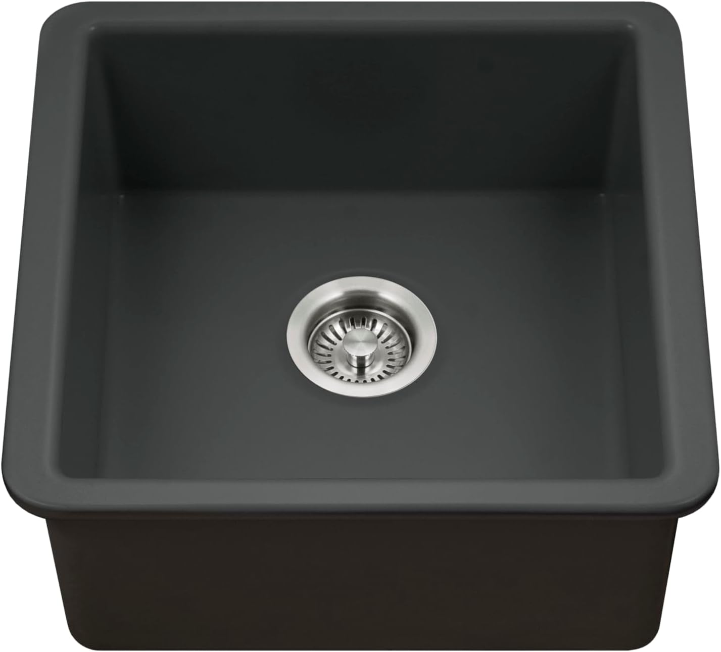 Houzer PTB-2020 WH Platus 20 inch Fireclay Kitchen Sink, Undermount, Square Single Bowl Bar Sink, Non Porous Surface Impervious to Cracks and Chips, White