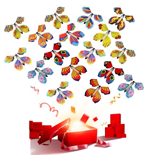 Tadpolez 20 Stück Magische Schmetterling Spielzeug, Farbe Spielzeug Schmetterlinge,Fliegende Schmetterlinge,Magische Fliegende Schmetterling,Fly Butterfly,Karte Magic Butterfly,Für Party Geburtstag