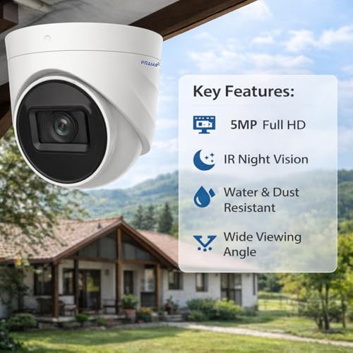 Image of PRAMA PT-HTH702E-ITPF 5MP Dome Camera(2560x1944) Resolution, smart IR Night Vision up to 20m, and a switchable 4-in-1 Video Output (TVI /AHD /CVI /CVBS)