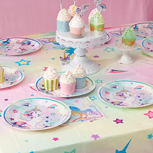 Wernnsai Unicorn Party Plates And Napkins - Rainbow Unicorn Party Supplies For Girls Disposable Dinner Dessert Plates Napkins Tableware Set Serves 16 Guests 48 Pcs #TOP6