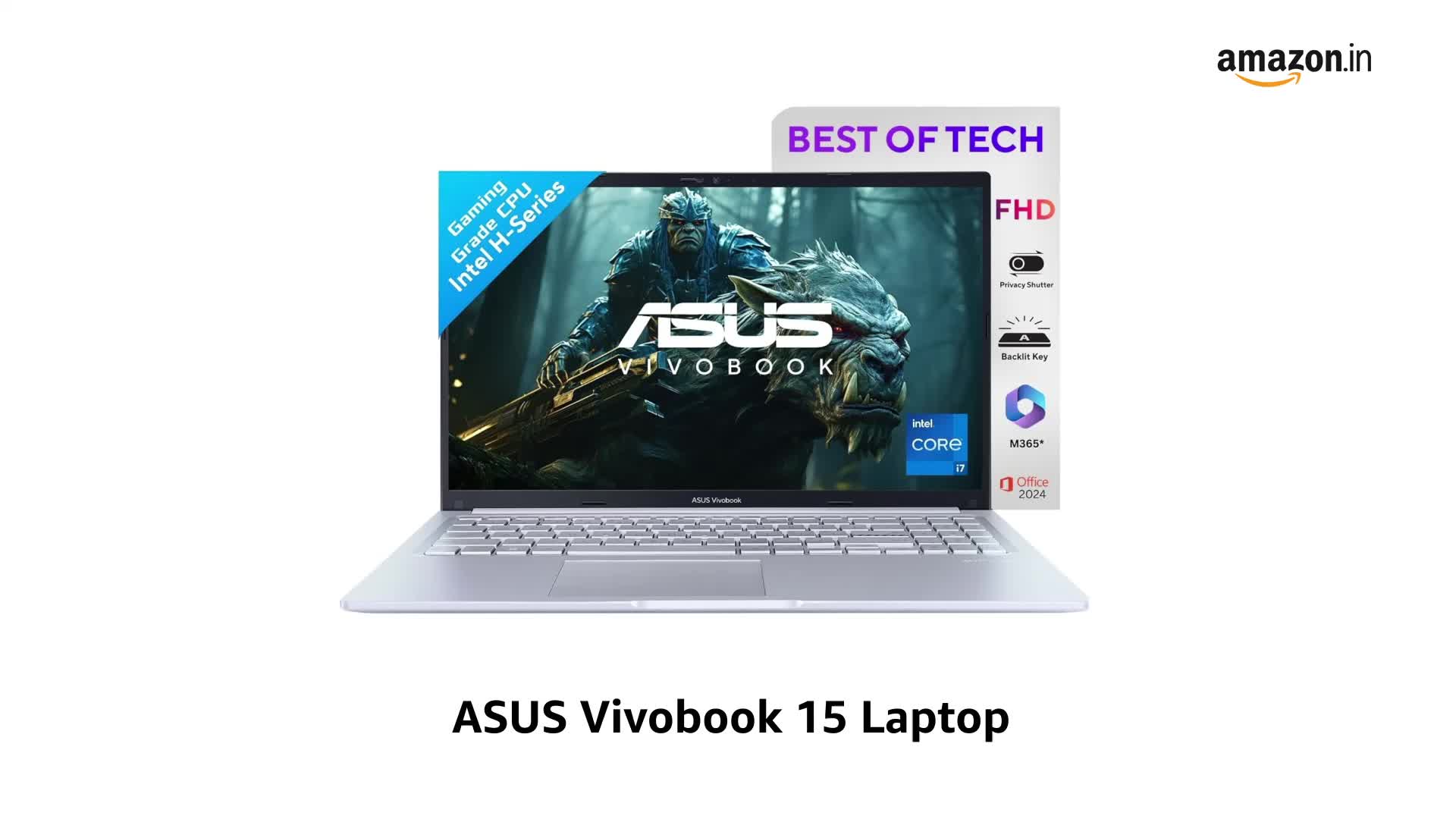 ASUS Vivobook 15, Intel Core i7 13th Gen 13620H, 16GB RAM, 512GB