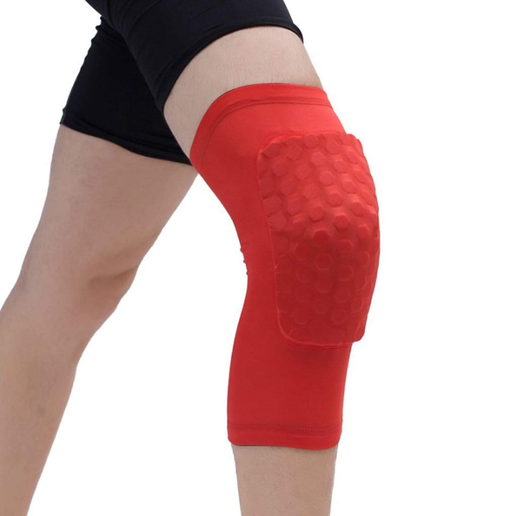 1 pair Honeycomb Basketball Knee Pads Short Design Compression Leg Sleeves Kneepad Volleyball Protector Brace Support(white-Dinosaur Doodle4,L)
