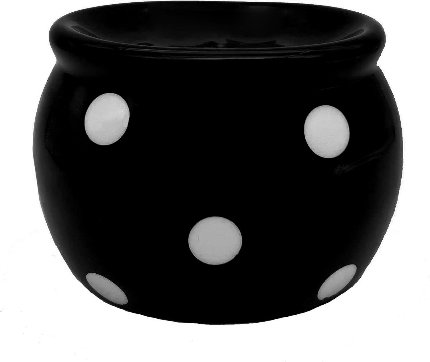ACK Black Polka Dots Scouring Brillo Pad Holder, Ceramic Hand Painted Sponge Holder for Kitchen Sink, Kitchen Décor