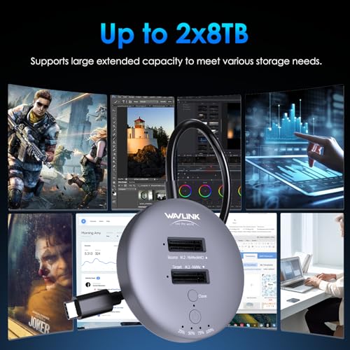 Station d'accueil NVMe WAVLINK cloneur de SSD M.2 double baie USB-C 10 Gbps