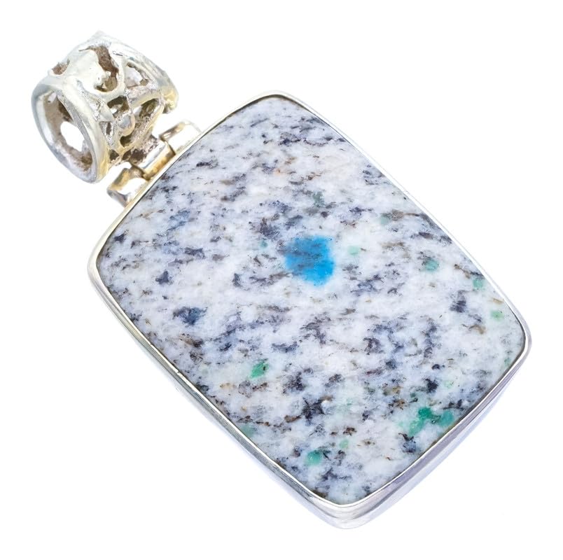 Pendentif azurite K2 naturel argent 925 fait main bijoux femme ethnique chic F6553
