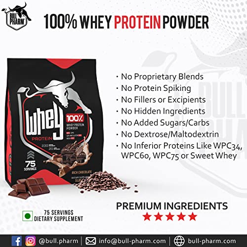 Image of 100% Whey Protein Powder | Fast Absorption for Lean Muscle & Quick Recovery | Natural BCAA & EAA | Non-GMO, Soy & Gluten Free | RBGH Free | FSSAI Approved (Rich Chocolate, 5 Lbs)