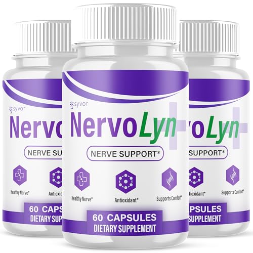 (3 Pack) NervoLyn Capsules Official Nervo Lyn Supplement Pills with All Natural Ingredients NervoLyn Advanced Formula Nerve Support Supplement with Premium Vitamins for Women & Men (180 Capsules)