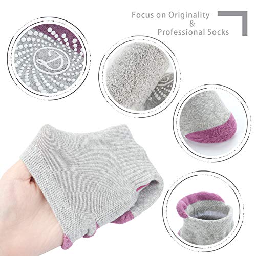 Diravo 6 Pcs Non Slip Yoga Socks For Women, Anti-Skid Pilates Barre Fitness Socks With Grips, Size 5-10 #TOP2