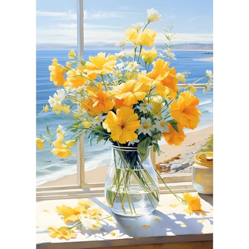MXJSUA 5D DIY Vase Flowers Diamond Painting, Flowers Diamond Painting Full Kit