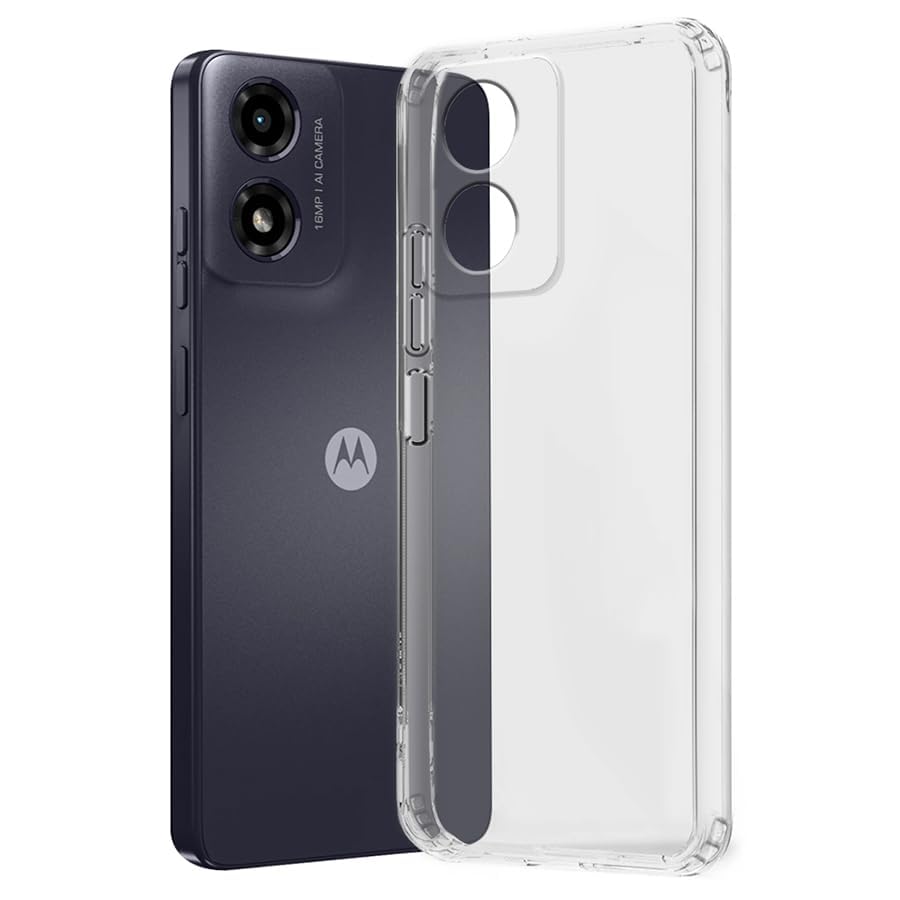 Image of COVERBLACK Soft Rubber Silicon Clear Back Cover Compatible Model for Motorola Moto G04 - Transparent