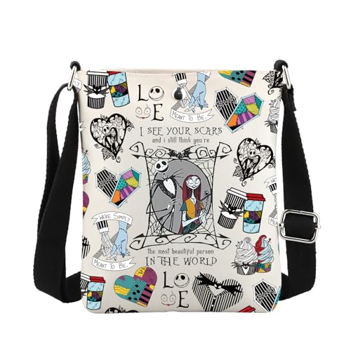 MBMSO Jack and Sally Crossbody Bag Christmas Jack Sally Couples Gifts Skellington Crossbody Purse Honeymoon Gifts for Mr Mrs