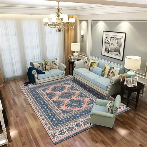 Tapis lavable et résistant aux taches bleu rétro 200x250cm - 2