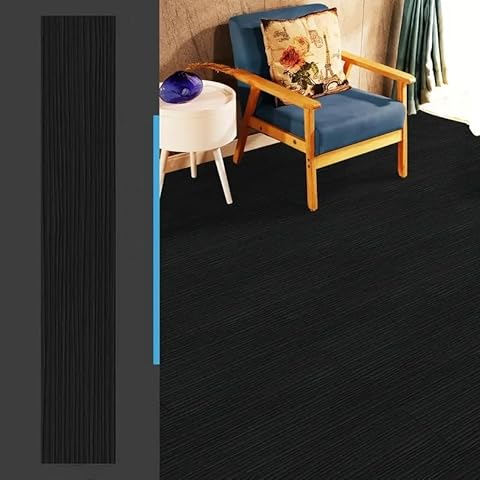 JMHUD 36-Pack Peel and Stick Floor Tile, 36 x 6 inches Vinyl Floor Tile, Self-Adhesive and Waterproof Flooring with Wood-Grain Texture (Black) Cover