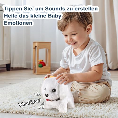 APODESS Hund Roboter, 2026 Upgrade Interaktiver Spielbegleiter Plüsch Roboter Hund Wie Echt Mein Realistischer Haustier Hundspielzeug der Läuft und Bellt (#02)