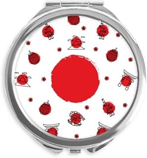 Japan Culture National Flag Lantern Hand Compact Mirror Round Portable Pocket Glass