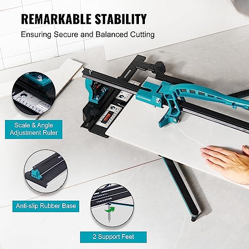 Image of VEVOR Manual Tile Cutter, 32 inch, Porcelain Ceramic Tile Cutter with Tungsten Carbide Cutting Wheel, Infrared Positioning, Anti-Skid Feet, Durable Rails for professional installers or beginners