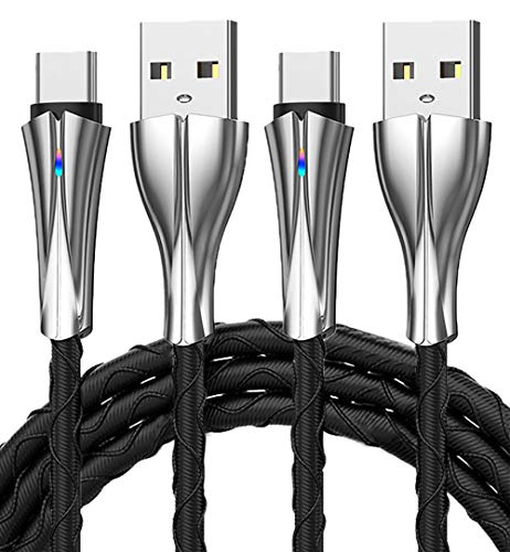 Yianerm Câble USB C à charge rapide,2 pièces 1M Type C cordon de transfert de synchronisation de données tressé en nylon, pour HUAWEI & SUMSUNG et autres USB C chargeurs (noir) Cover