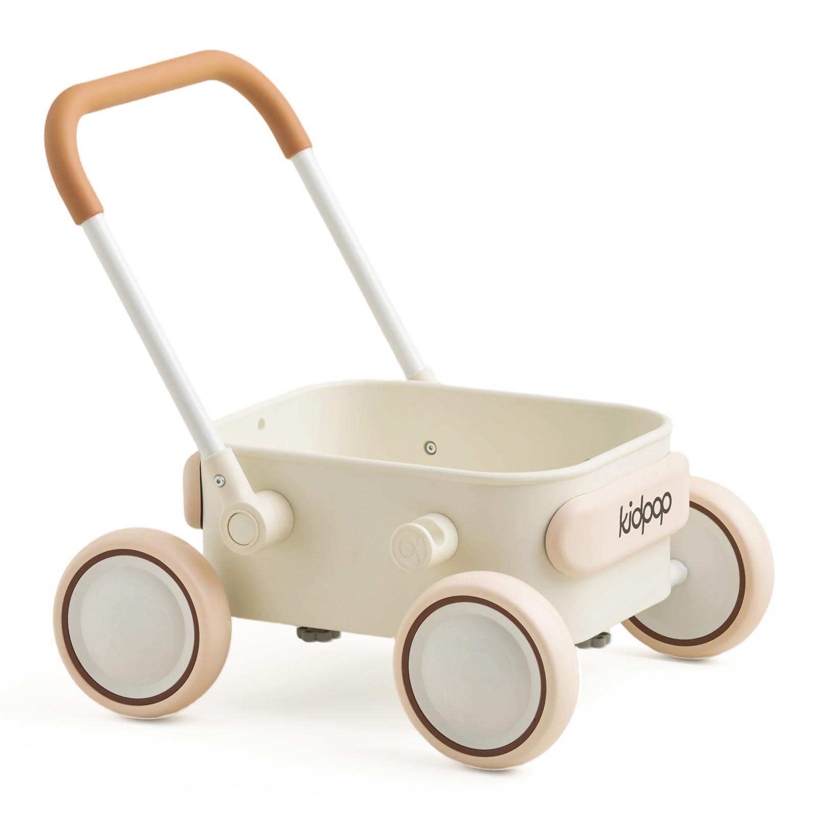 Kidpop PULA girello per bambini 6-18 mesi, carrello con ruote portatutto, carrello portaoggetti multiuso per bambini, gadget compleanno bambini, portata 15 kg (Bianco)