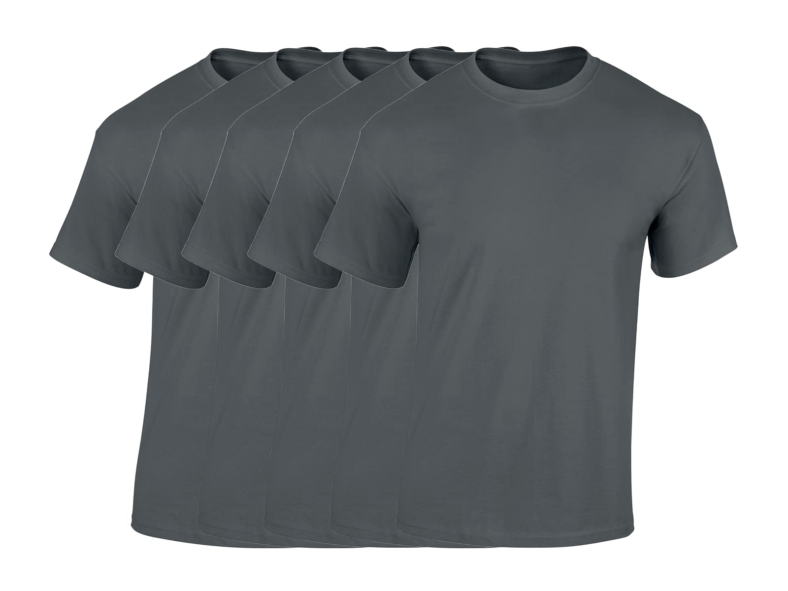 COOZO Mens Heavy Cotton Pack of 5 T-Shirts - Charcoal - 2XL
